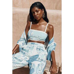 Zaco Australia Size XXS Kelia Crop Top Vaso Blu Floral Bandeau